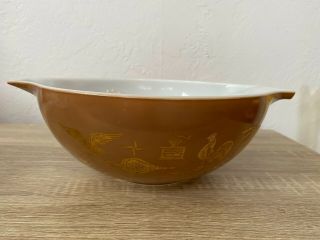 3 Vintage Pyrex Early American 444/443/441 Cinderella Nesting Mixing Bowls Brown 2