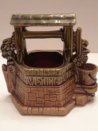 Vintage Mccoy Pottery Usa,  Wishing Well,  Planter With Chain 3