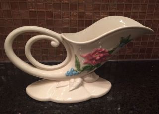 Vintage Hull Cornucopia Vase - W 10 - 11 " - Gloss White