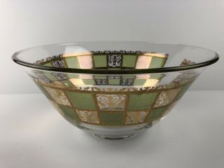 Vintage Culver Prado 22k Gold Green Glass Bowl Mid Century Modern