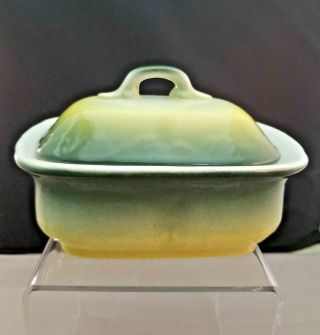 Vintage Green And Yellow Soap Dish With Lid (b4)