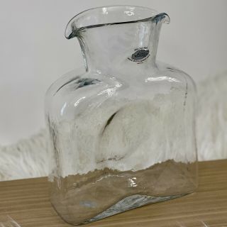 Vtg.  Blenko Clear Glass Double Spout Water Pitcher Decanter Carafe Handcraft