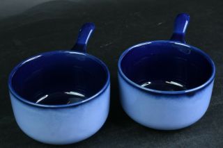 Set Of 2 Sango Nova Blue Two - Tone Soup Chili Bowls W/handle Kitchen Dinnerware