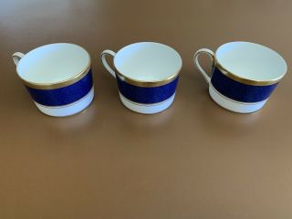 Vintage Coalport Athlone Blue & Gold Coffee Tea Cups 2.  25 " - X3