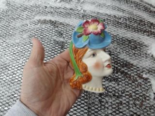 Stunning Art Deco/art Nouveau Flapper Girl Wall Pocket Unnkown Maker Head Vase