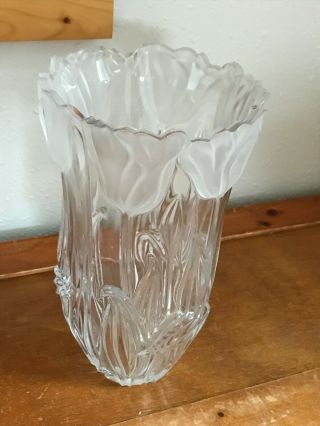Block Made In Poland 24 Full Lead Crystal Frosted Tulip Flower Vase – 8 Inches