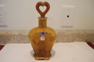 Vintage Maestri Vetrai Italian Art Glass Bottle Decanter Heart Stopper Gold