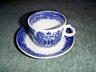 Vintage Blue Willow Cup/saucer Societe Ceramique Maestricht Made In Holland