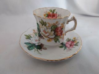 Hammersley Floral Bouquet White And Pink Teacup And Saucer