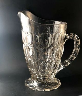 Jeannette Glass Thumbprint Clear Glass Pitcher Vintage Hard To Find Tall