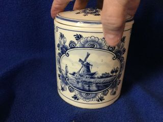 T Delftsche Huys Delft Blue Holland Handpainted Jar With Lid Decor Storage Crock