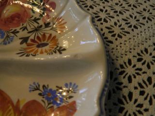 Vintage Italy Handpainted Handled Divided Serving Dish 3 Sections Floral Design 2