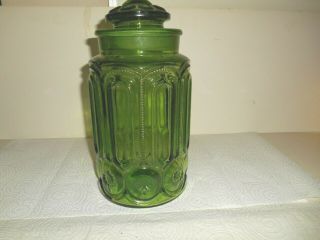 Green Moon And Stars Canister With Lid By L.  E.  Smith