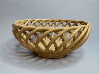 Vintage Yellow Fruit Basket Porcelain / Ceramic (249)