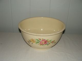 Vintage Homer Laughlin Kitchen Kraft Large Mixing Bowl Floral Cream Color