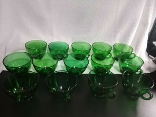 Set of 14 Vintage Forest Green Glass Punch/Tea Cups 2