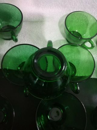 Set of 14 Vintage Forest Green Glass Punch/Tea Cups 3
