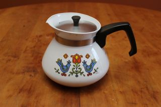 Vintage Corning Ware Country Festival Friendship P - 104 6 Cup Teapot & Metal Lid