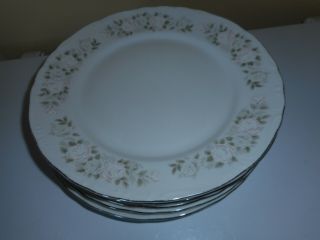 Sheffield Fine China Classic 501 Dinner Plates (set Of 6) Japan Pink With Green