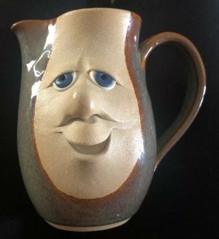 The Village Pottery - Nova Scotia - Art Pottery Face Creamer With Blue Eyes -
