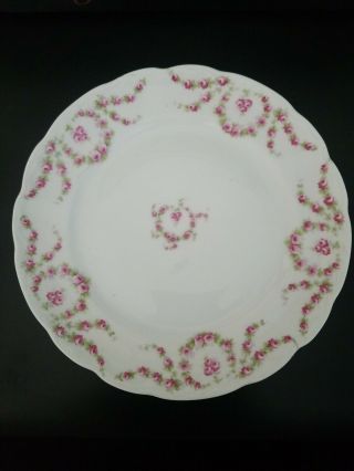 Wwi Vintage Kpm Germany Porcelain Pink Rose 9 3/4 " Dinner Plate Kpm45