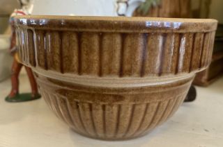 Vintage Brown Glaze Stoneware Mixing Bowl 5” Farmhouse