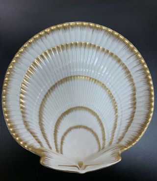 Vintage Shell Clam Gold Rimmed Porcelain Bowl,  Italy