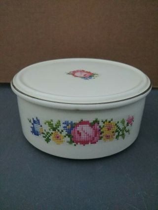 Vintage Fiesta Kitchen Kraft Petit Point Stacking Bowl W/lid - Fiestaware