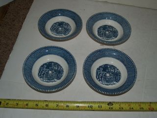 Vintage Currier And Ives Royal China Set Of Four - 5 3/4 " Berry Bowls
