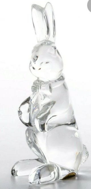 Vintage 3 1/2 " Waterford Crystal Standing Bunny Rabbit With Bow Tie