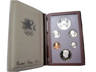 1984 - S United States Olympic Prestige Proof Set Case 6 Coins $1