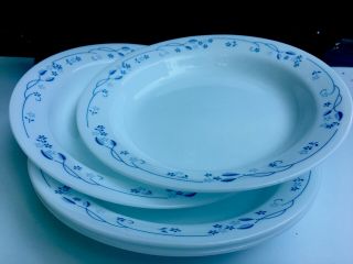 4 Corelle Provincial Blue Flat Rimmed Pasta/soup Bowl 8.  5 "