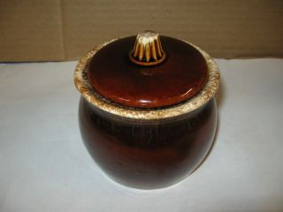 Vintage Hull Small Crock Bean Pot Brown Drip Glaze Oven Proof Usa 4 " X4 " Pottery