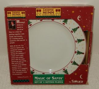 4 Sakura Debbie Mumm Magic Of Santa Dinner Plates