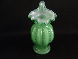 Vintage Fenton Art Glass Beaded Jack In The Pulpit Vase