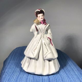 Vintage Florence Ceramics California Irene Lady Figurine Brunette White Dress