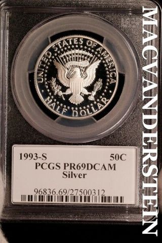 1993 - S Silver Kennedy Half Dollar - Pcgs Pf 69 Dcam Cameo Proof Sln189