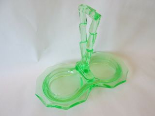 Sugar & Creamer Tray Vintage Cambridge Elegant Glass: Green Lightning Bolt Exc