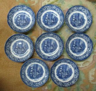 Staffordshire Ironstone Liberty Blue Betsy Ross Set Of 8 Dessert Berry Bowls