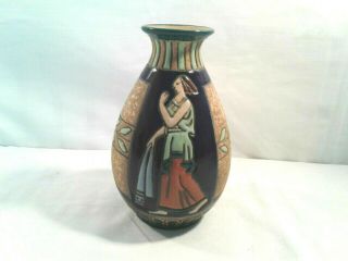 Impressed Austria Amphora Art Pottery Vase Lady Motif