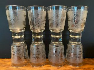 Set Of 8 Vintage Libbey Hostess Frosted Pine Cone Glasses Tumblers 4 3/4 " Tall