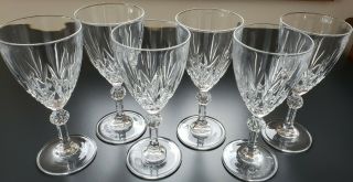 Vintage Cut Crystal Wine Glasses/goblets,  Set Of 6 Clear Glass,  4 Oz. ,