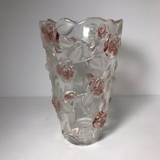 Mikasa “bella Rosa” 9.  5” Vase Raised Pink Roses Made In Germany - With Labels