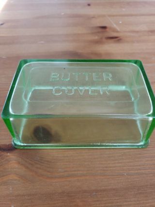 Vintage Green Depression Glass Hazel Atlas Covered Butter Dish 1930s - Lid Only