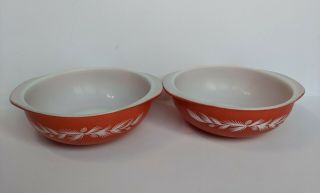 Vintage 1950s Pyrex Holiday Casserole Dish Bowl Red And White Pine