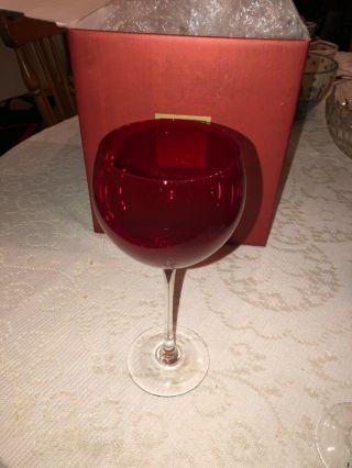 Set Of 4 Lenox Holiday Gems Ruby Balloons 8 7/8 " Wine Glasses