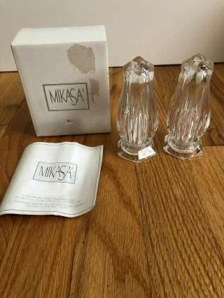Mikasa Icicles 4 1/4 " Blown Glass Salt & Pepper Shakers Sn 047/350