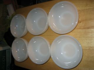 Vintage Set Of 6 White Milk Glass Fire King Ceral Chile Bowls
