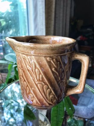 Vintage Western Stoneware Monmouth Pottery Milk Dairy Pitcher Brown Thanksgiving