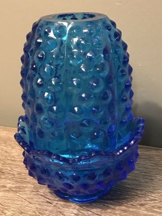 Fenton Art Glass Blue Fairy Lamp Candle Holder